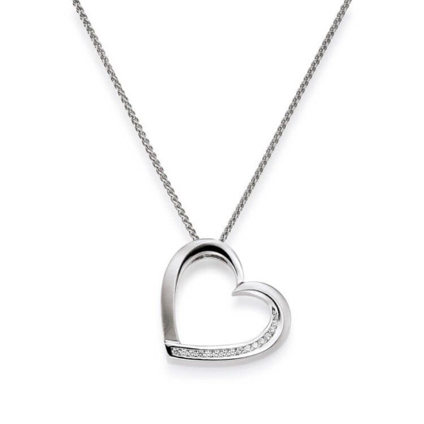 Anhänger mit Kette 'Herz' mit 17 Zirkonia