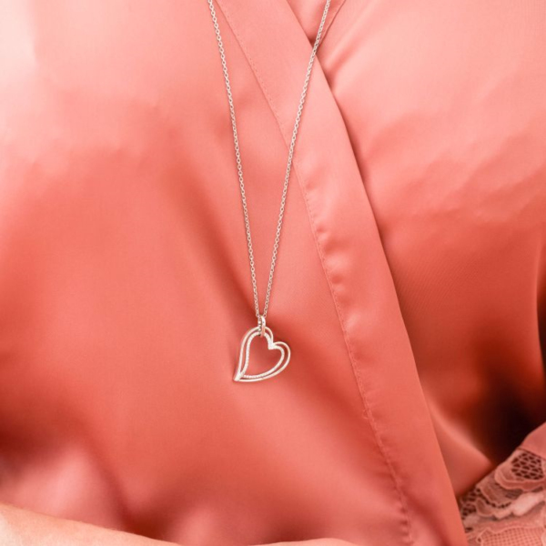 Anhänger mit Kette 'Herz' mit 51 Zirkonia – Bild 4