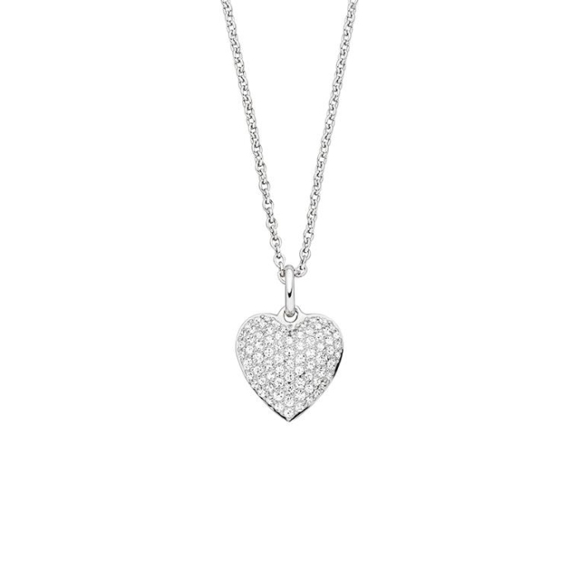 Anhänger mit Kette 'Herz' mit 77 Zirkonia