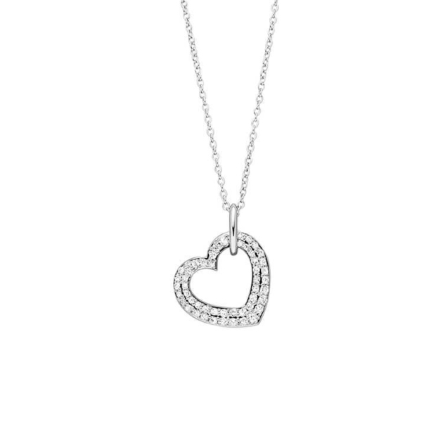 Anhänger mit Kette 'Herz' mit 50 Zirkonia