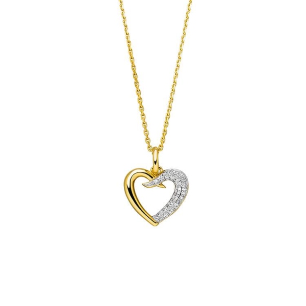 Anhänger mit Kette 'Herz' mit 22 Zirkonia