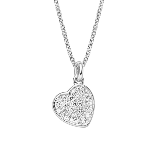 Anhänger mit Kette 'Herz' mit 33 Zirkonia