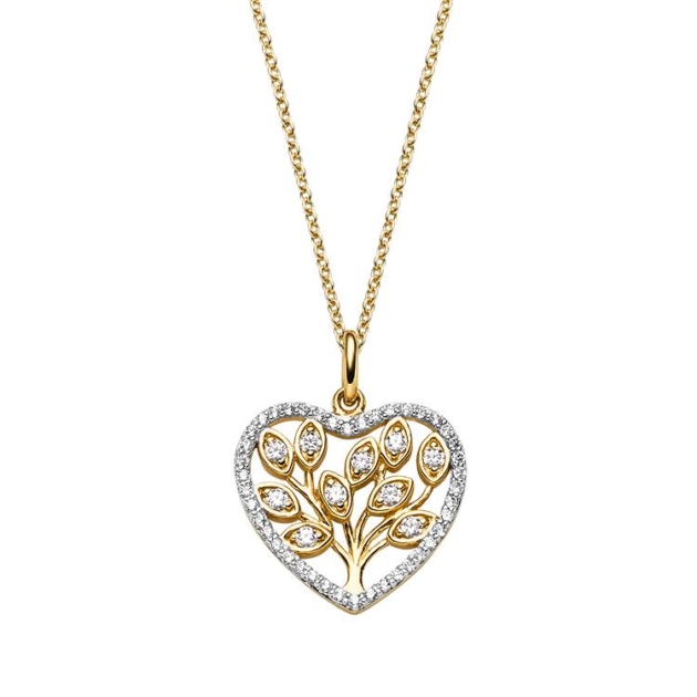 Anhänger mit Kette 'Herz' mit 52 Zirkonia