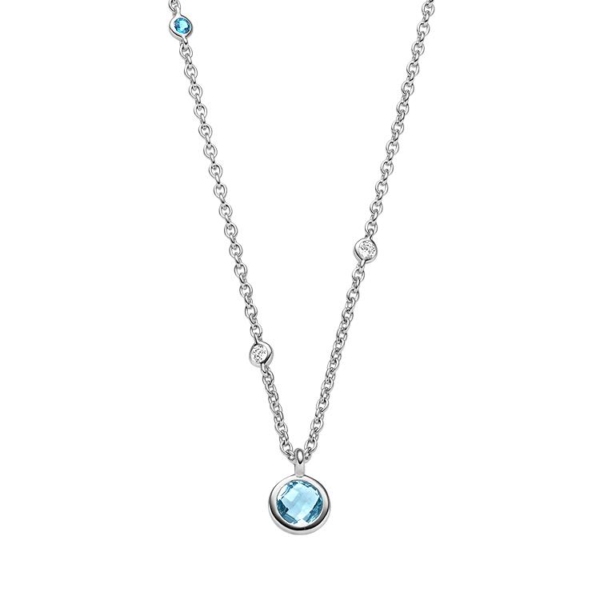 Anhänger mit Kette mit 3 Blautopase & 2 Zirkonia