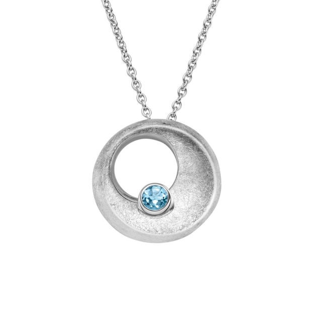 Anhänger mit Kette mit 1 Blautopas (beh.)