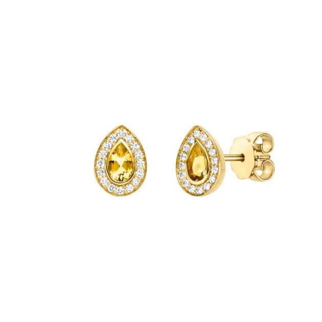 Ohrstecker mit 32 Brillanten zus. 0,153ct. & 2 Citrine