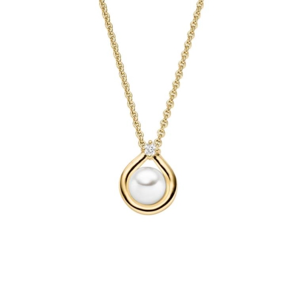 Anhänger mit 1 Brillant zus. 0,02ct. & 0 Süsswasserperle