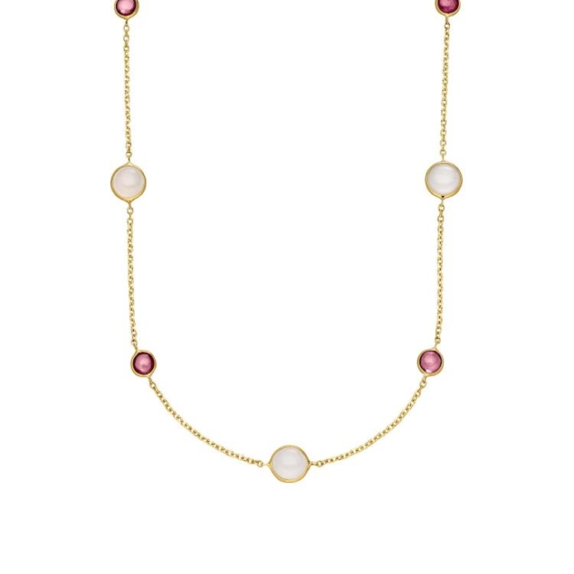 Collier mit 6 Rubine & 5 Mondsteine 450mm