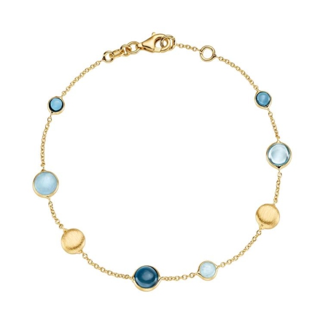 Armband mit 1 Blautopas (beh.) & 3 London Blautopase & 2 Aquamarine