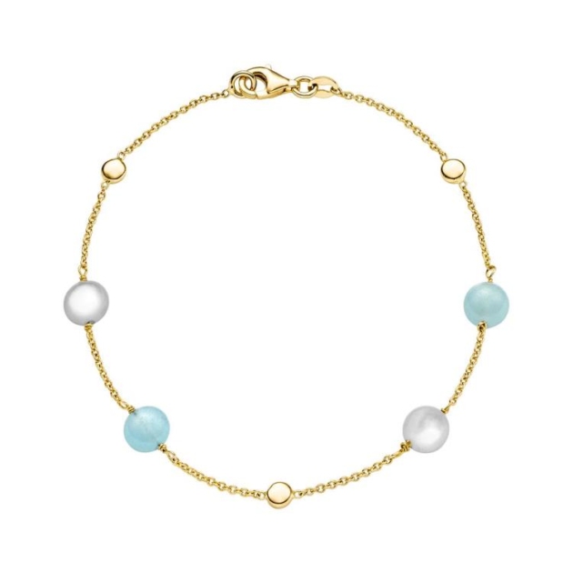 Armband mit 2 Perlmutt & 2 Quarze