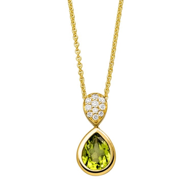 Anhänger mit Kette mit 10 Brillanten zus. 0,11ct. & 1 Peridot