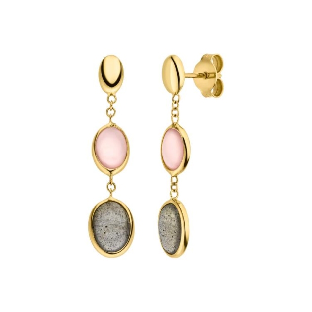 Ohrstecker mit 2 Chalcedone & 2 Labradorite