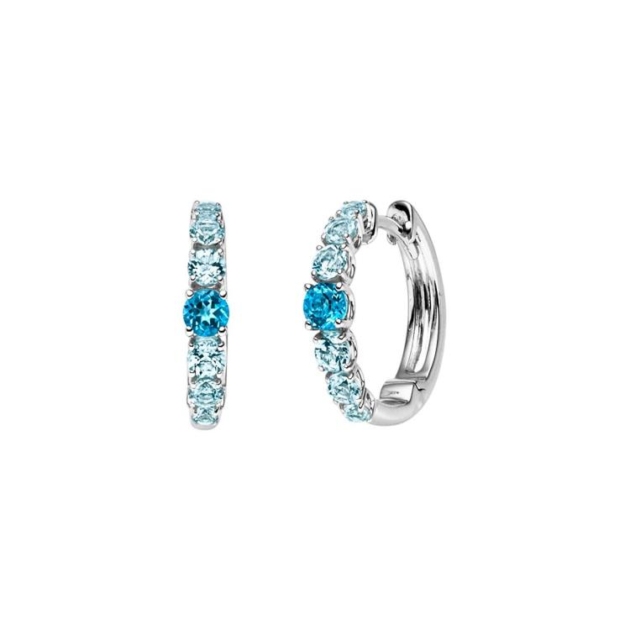 Ohrschmuck mit 2 London Blautopase & 12 Sky top Blautopase