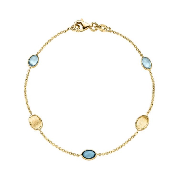 Armband mit 1 London Blautopas (beh.) & 2 Sky top Blautopase
