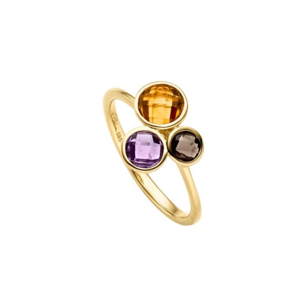 Ring mit 1 Amethyst & 1 Citrin & 1 Rauchquarz