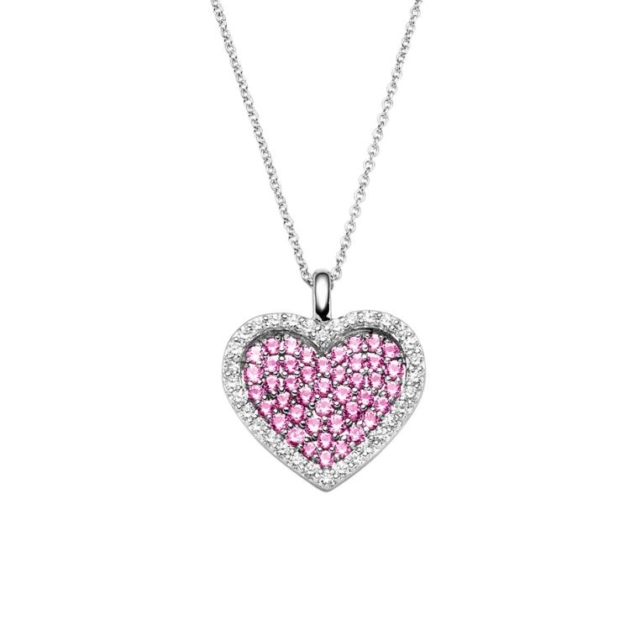 Anhänger mit 32 Brillanten zus. 0,15ct. & 43 Safire