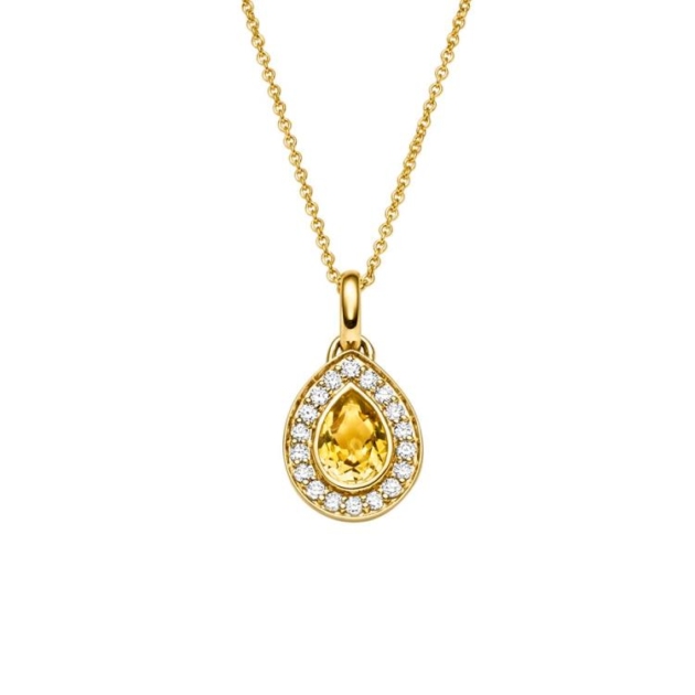 Anhänger mit 18 Brillanten zus. 0,10ct. & 1 Citrin