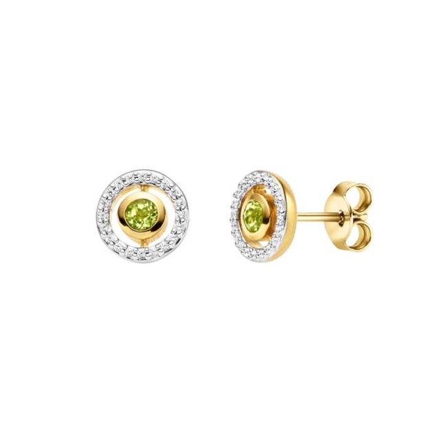 Ohrschmuck mit 2 Peridot & 40 Zirkonia