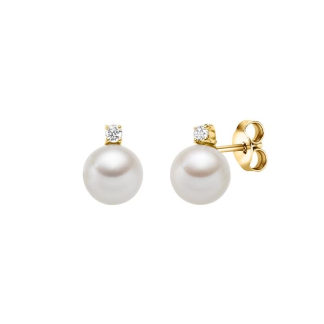 Ohrschmuck mit 2 Süsswasserperlen & 2 Zirkonia