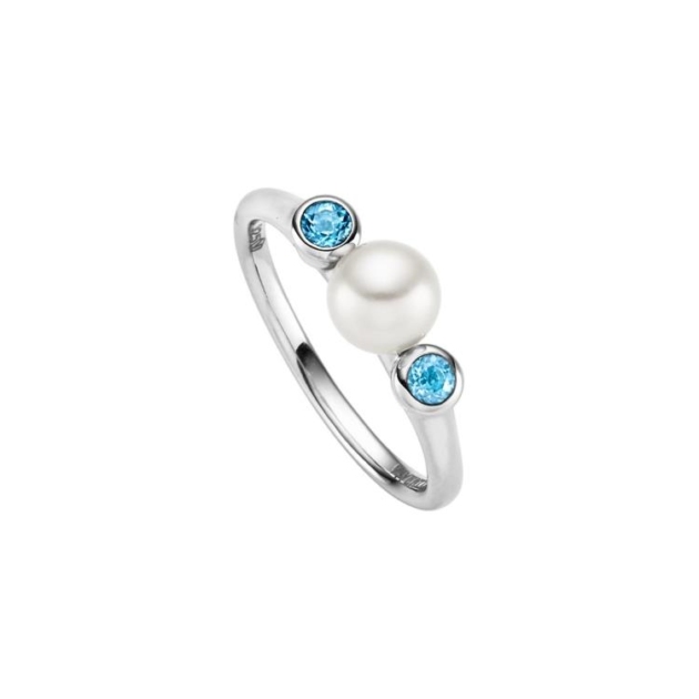 Ring mit 2 Blautopase & 1 Süsswasserperle