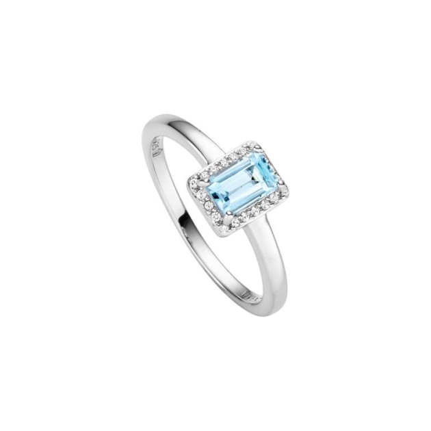 Ring mit 1 Blautopas (beh.) & 20 Zirkonia