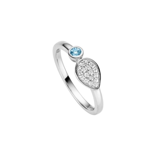 Ring mit 1 Blautopas (beh.) & 17 Zirkonia
