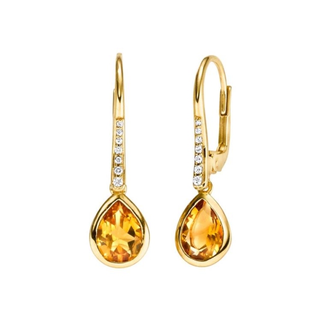 Ohrhänger mit 2 Citrine & 14 Zirkonia