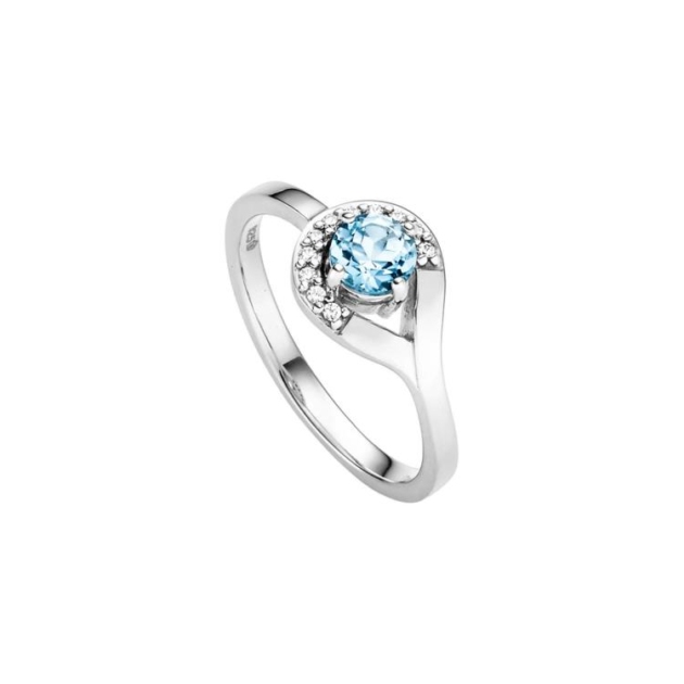 Ring mit 1 Blautopas (beh.) & 11 Zirkonia