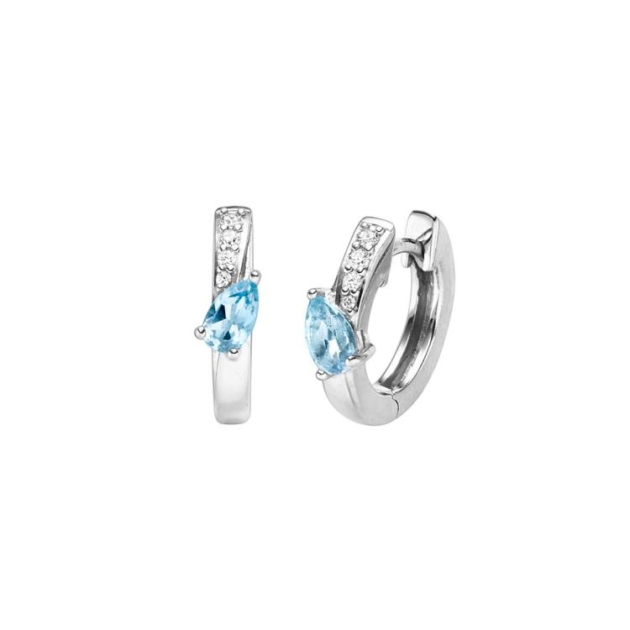 Ohrschmuck mit 2 Blautopase & 8 Zirkonia