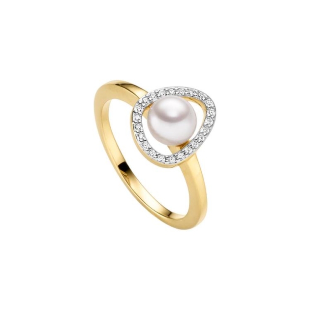 Ring mit 1 Süsswasserperle & 23 Zirkonia