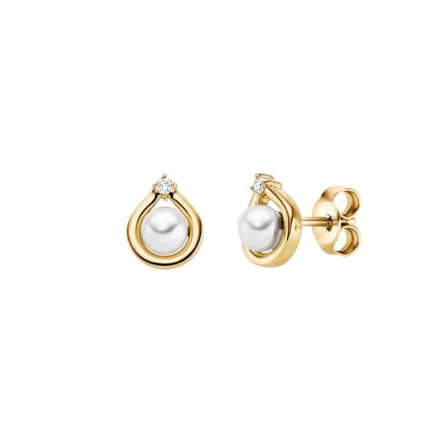 Ohrschmuck mit 2 Brillanten zus. 0,03ct. & 2 Süsswasserperlen