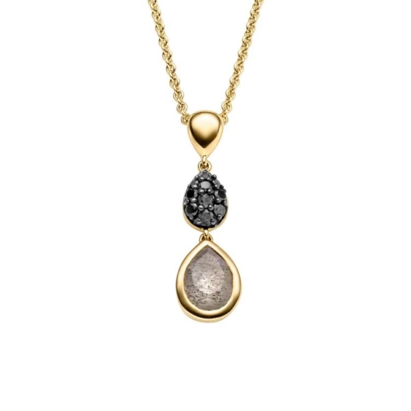 Anhänger mit 10 Brillanten zus. 0,11ct. & 1 Labradorit