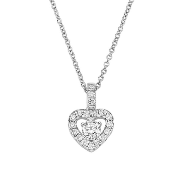 Anhänger mit Kette 'Herz' mit 19 Zirkonia