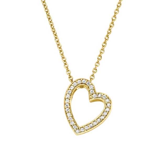 Anhänger mit Kette 'Herz' mit 30 Zirkonia