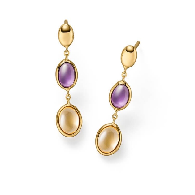 Ohrhänger mit 2 Amethyste & 2 Citrine