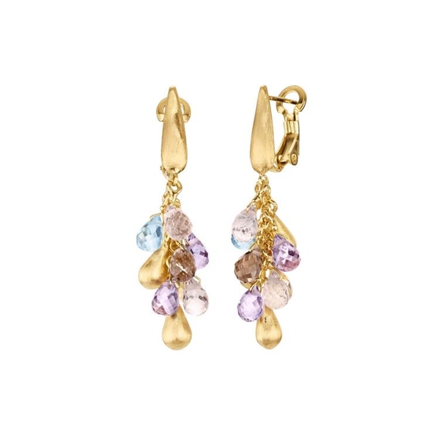 Ohrschmuck mit 2 Amethyste & 2 Blautopase & 2 Citrine & 2 Rosaquarze & 2 Rauchqu