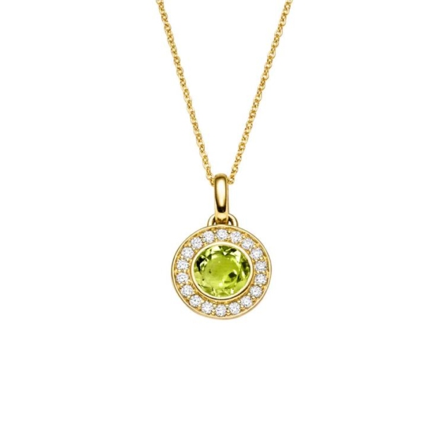 Anhänger mit 18 Brillanten zus. 0,10ct. & 1 Peridot