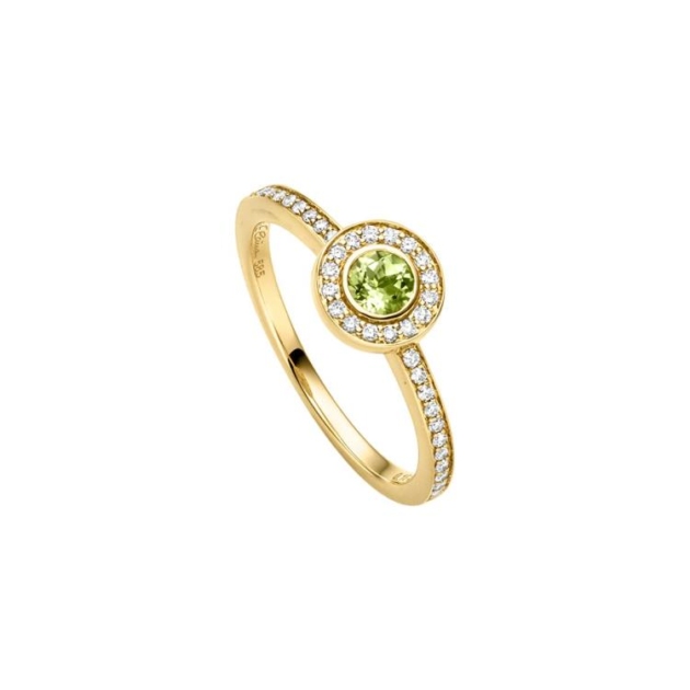 Ring mit 38 Brillanten zus. 0,18ct. & 1 Peridot