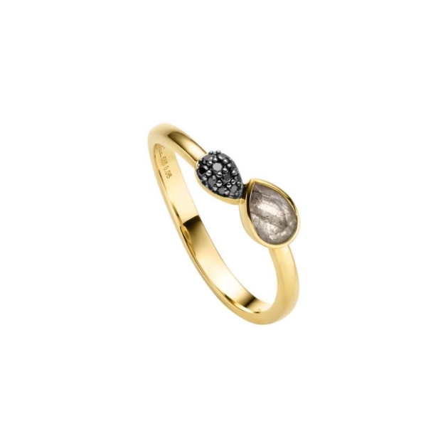Ring mit 10 Brillanten zus. 0,05ct. & 1 Labradorit