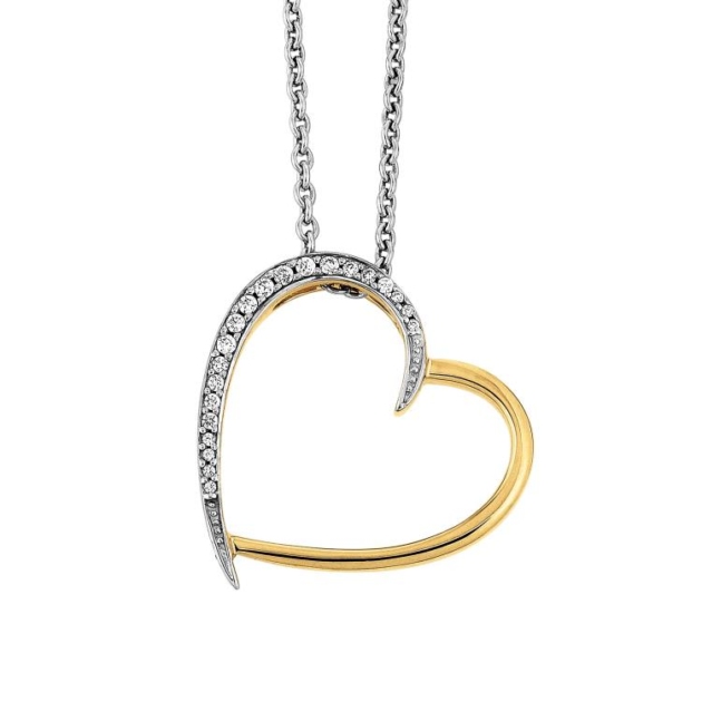 Anhänger mit Kette 'Herz' mit 21 Zirkonia