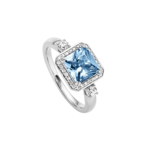 Damenring mit 1 synth. Spinell & 30 Zirkonia