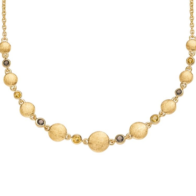 Collier mit 4 Citrine & 4 Rauchquarze 450mm