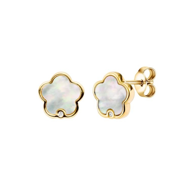 Ohrstecker mit 2 Perlmutt & 2 Zirkonia