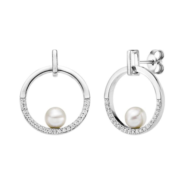 Ohrstecker mit 2 Süsswasserperlen & 42 Zirkonia