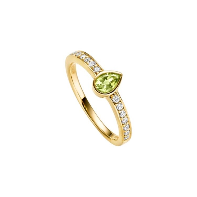 Ring mit 1 Peridot & 14 Zirkonia