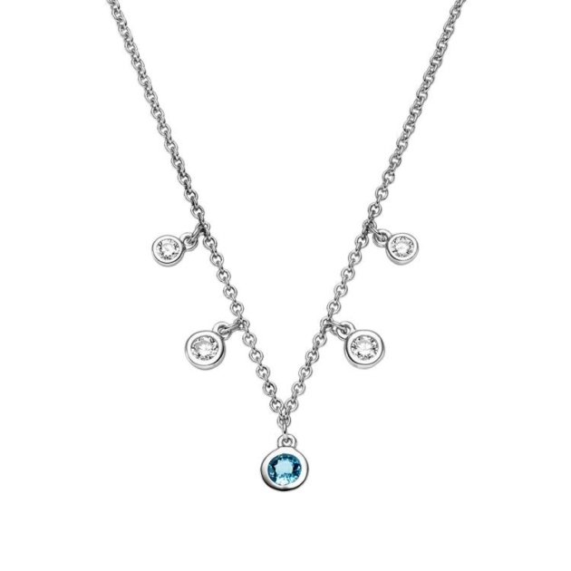 Collier mit 1 London Blautopas (beh.) & 4 Zirkonia