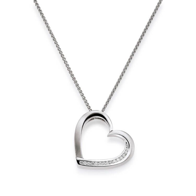 Anhänger mit Kette 'Herz' mit 17 Zirkonia