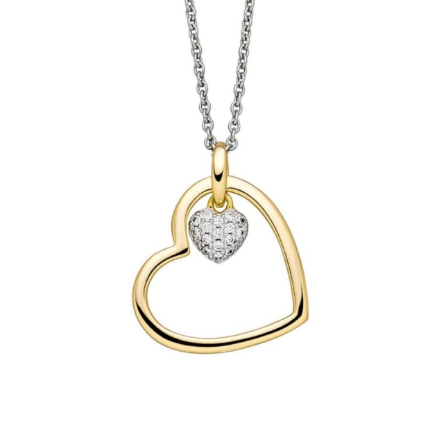 Anhänger mit Kette 'Herz' mit 18 Zirkonia