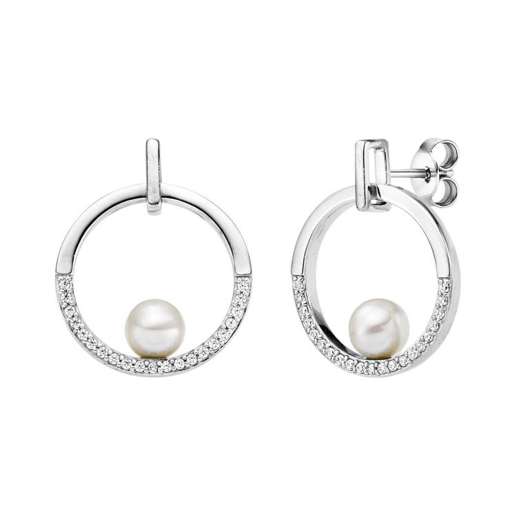 Ohrstecker mit 2 Süsswasserperlen & 42 Zirkonia