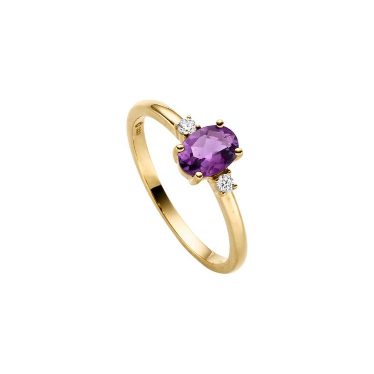 Ring mit 1 Amethyst & 2 Zirkonia
